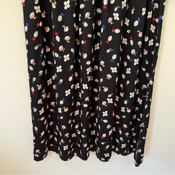 Zadig & Voltaire Reacty Floral Vintage Long Sleeve Slit Ruffle Midi Dress Black - Picture 3 of 12